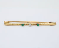 Vintage 18K Gold, Diamond and Emerald Safety Pin, Chain Extender, Charm Enhancer