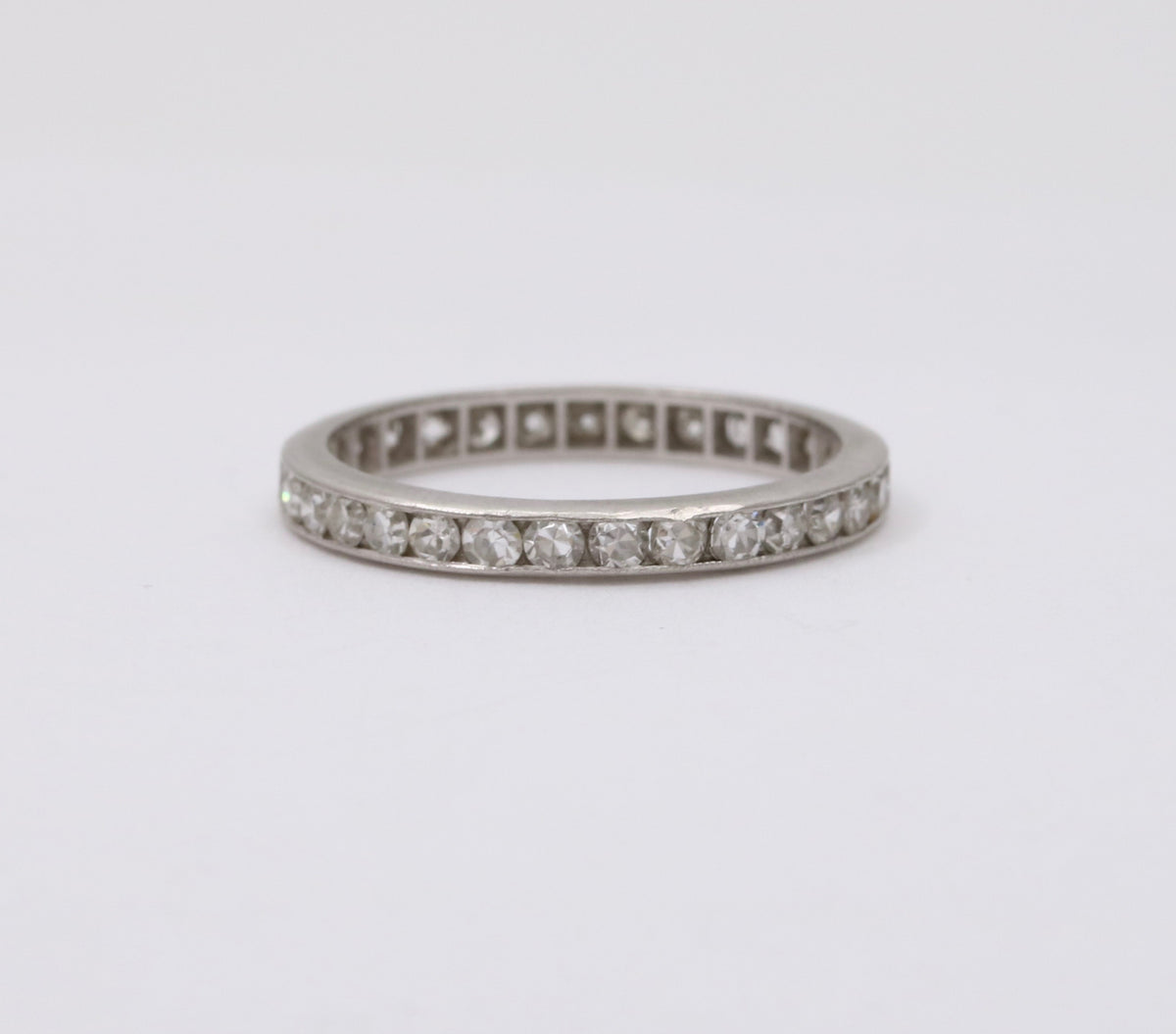Art Deco Platinum and Diamond Eternity Band, Size 5.75