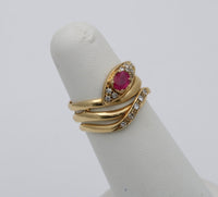 Vintage Ruby, Diamond, and 18K Gold Snake Ring