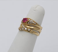 Vintage Ruby, Diamond, and 18K Gold Snake Ring