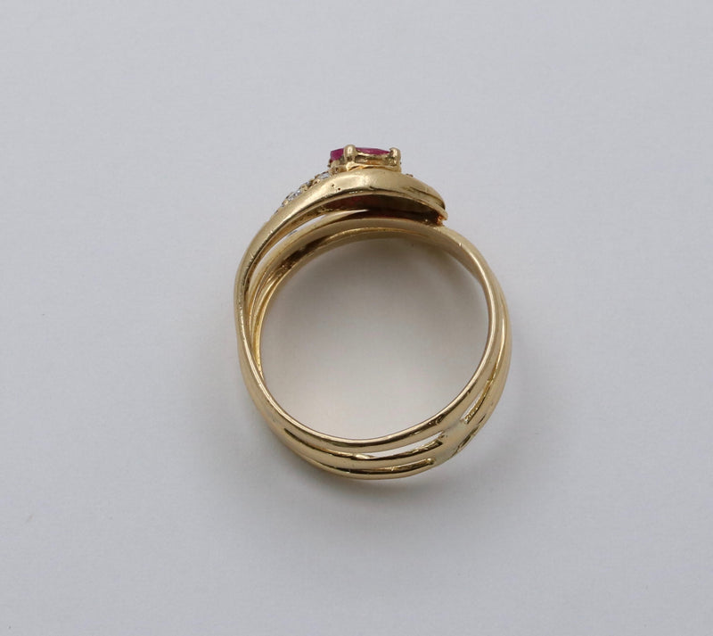 Vintage Ruby, Diamond, and 18K Gold Snake Ring