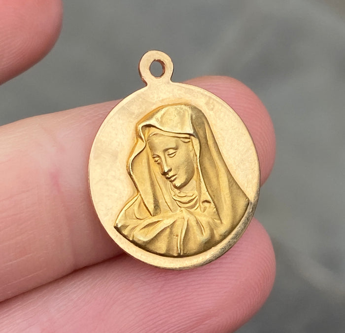 Vintage 18K Gold Virgin Mary Charm
