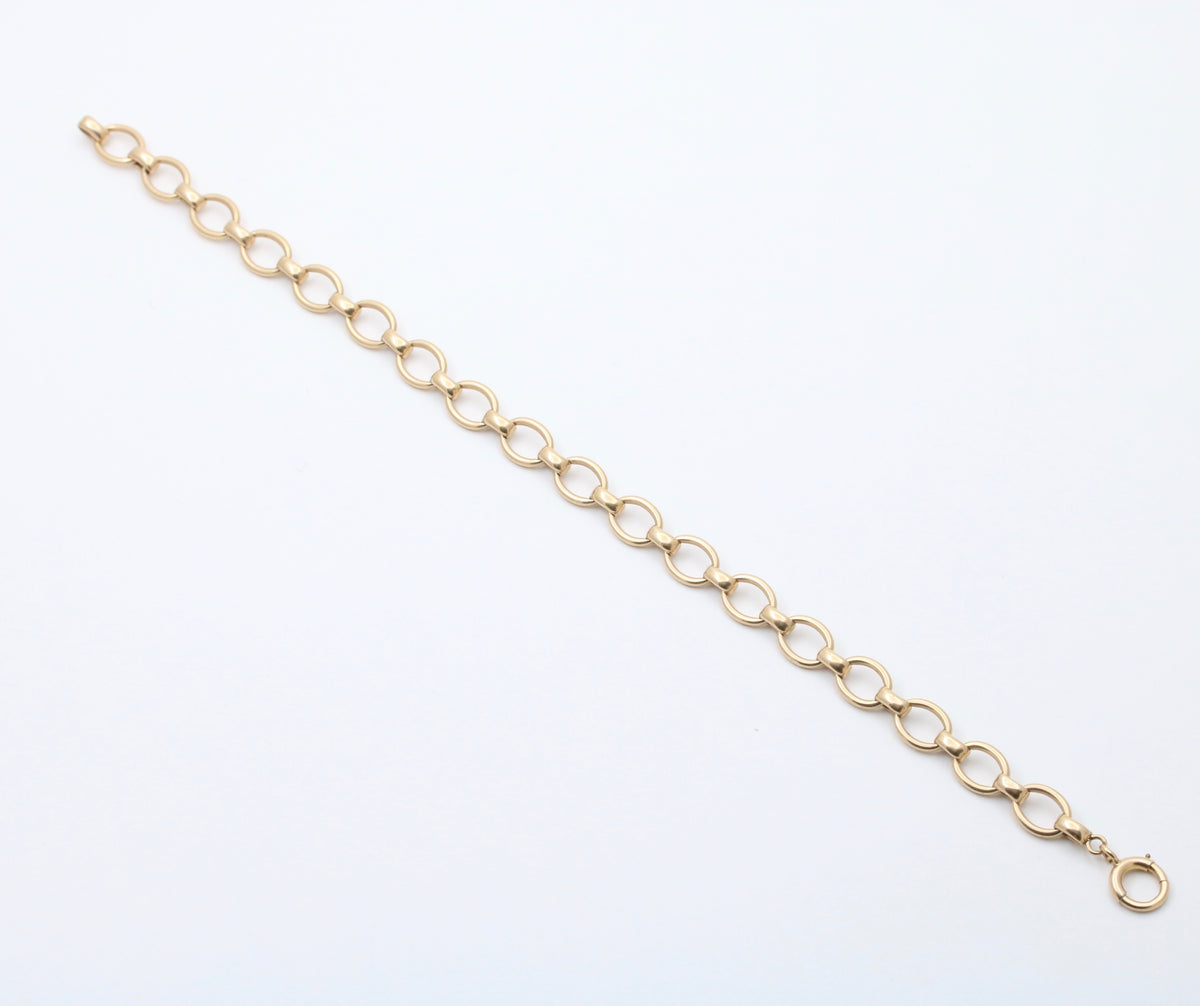 Vintage 14K Gold Oval Link Bracelet, 8.5” Long