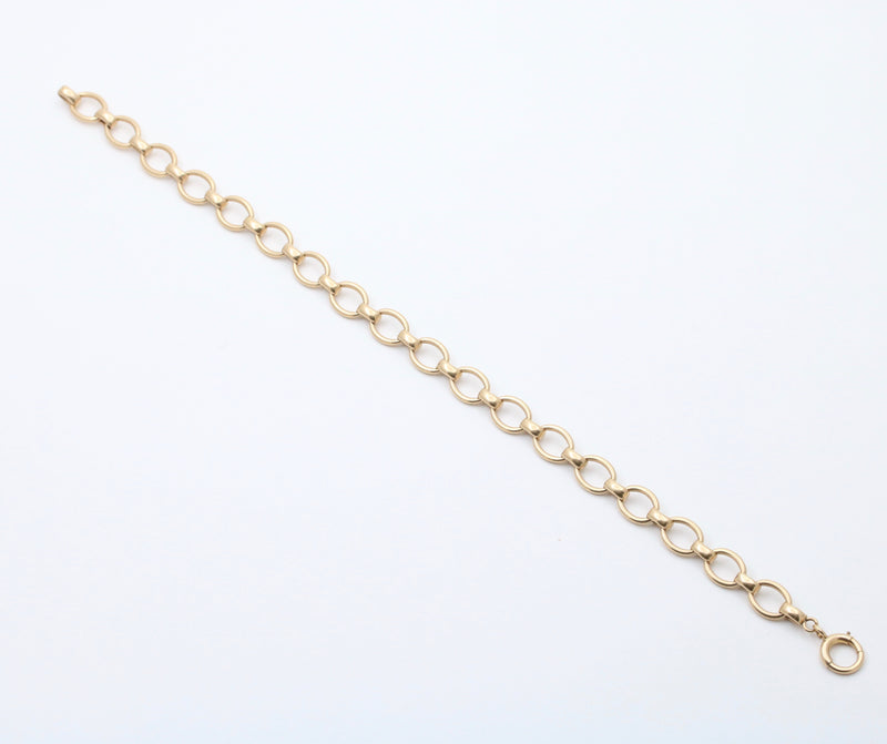 Vintage 14K Gold Oval Link Bracelet, 8.5” Long