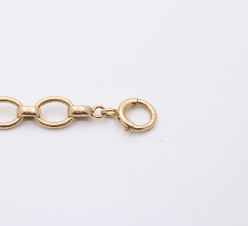 Vintage 14K Gold Oval Link Bracelet, 8.5” Long