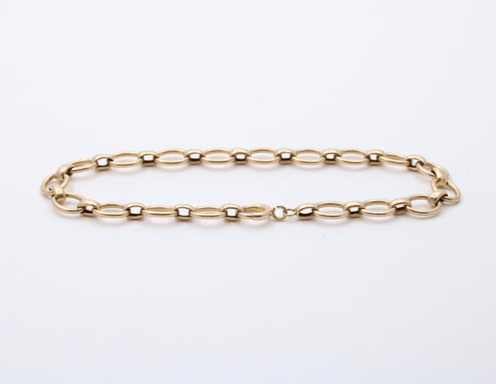 Vintage 14K Gold Oval Link Bracelet, 8.5” Long