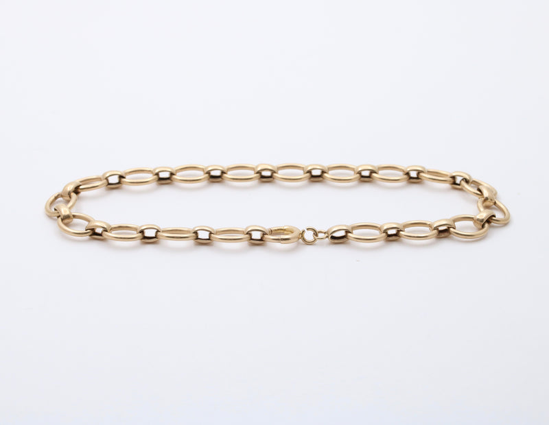 Vintage 14K Gold Oval Link Bracelet, 8.5” Long