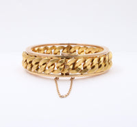 Vintage French 18K Gold Curb Link Bangle Bracelet