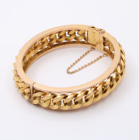 Vintage French 18K Gold Curb Link Bangle Bracelet