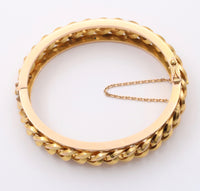 Vintage French 18K Gold Curb Link Bangle Bracelet