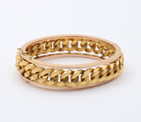 Vintage French 18K Gold Curb Link Bangle Bracelet