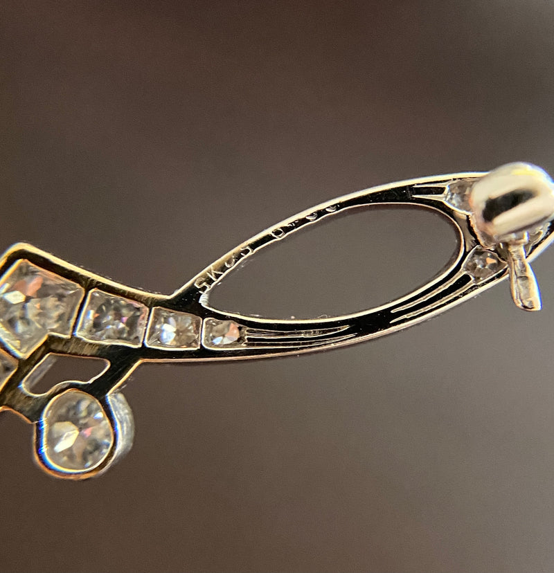 Art Deco Platinum, 1.06 Carat Diamond Swirl Bar Pin, S. Kind & Sons Brooch