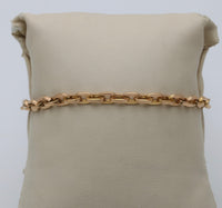 Vintage 14K Rosy Gold Flat Oval Link Bracelet, 7.4" Long