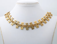 Victorian Etruscan Revival 16K Gold Collar, 18” Long Necklace
