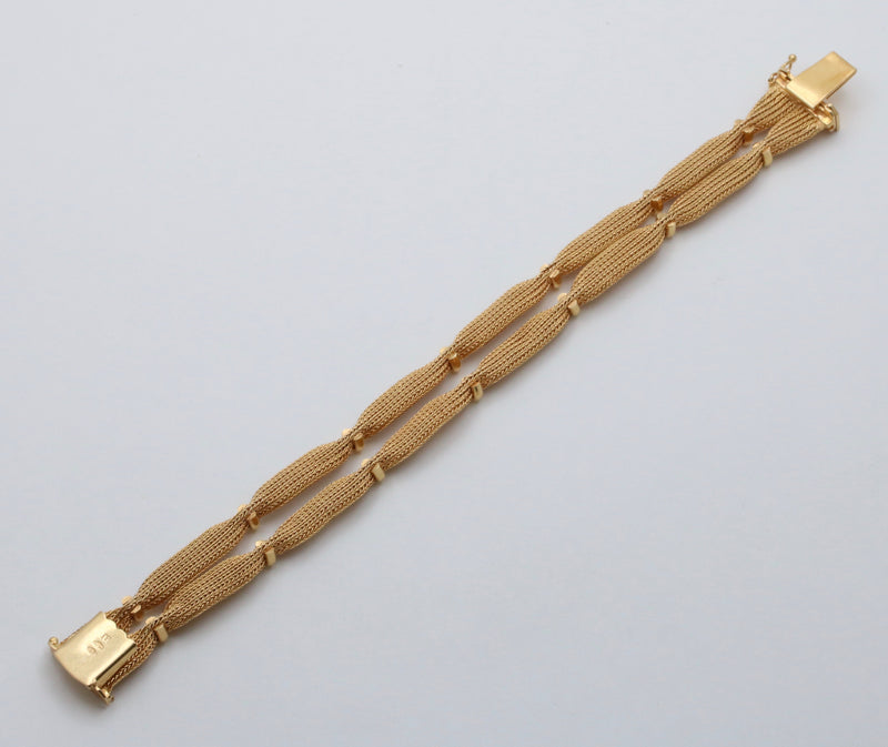 Vintage 18K Gold Woven Bracelet, 7.25” Long
