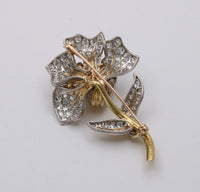 Vintage Platinum and 18K Gold 5.5 Ct Diamond Flower Brooch