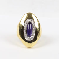 Vintage Sugilite and Diamond 18K Gold Statement Ring - alpha-omega-jewelry
