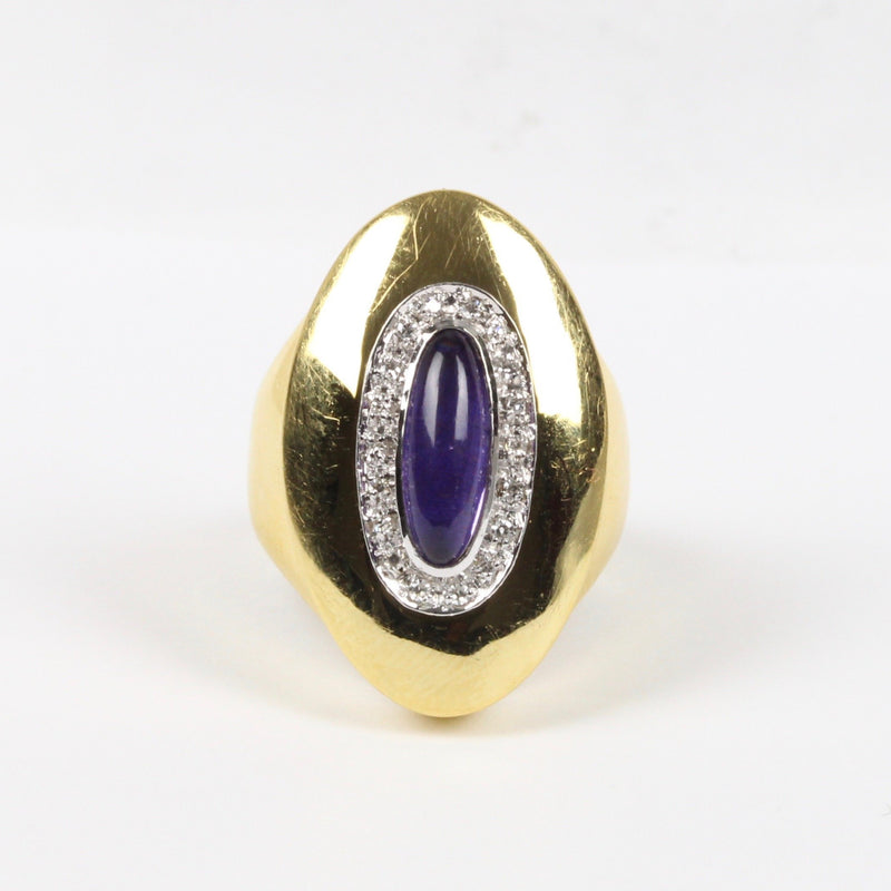 Vintage Sugilite and Diamond 18K Gold Statement Ring - alpha-omega-jewelry