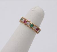 Festive Emerald, Ruby, White Topaz Eternity Band, Size 5.25