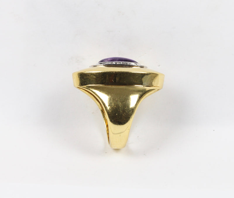 Vintage Sugilite and Diamond 18K Gold Statement Ring - alpha-omega-jewelry