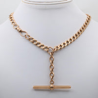 Art Deco 14K Gold Curb Link Watch Chain, 17” Long