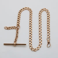 Art Deco 14K Gold Curb Link Watch Chain, 17” Long