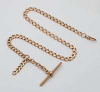 Art Deco 14K Gold Curb Link Watch Chain, 17” Long