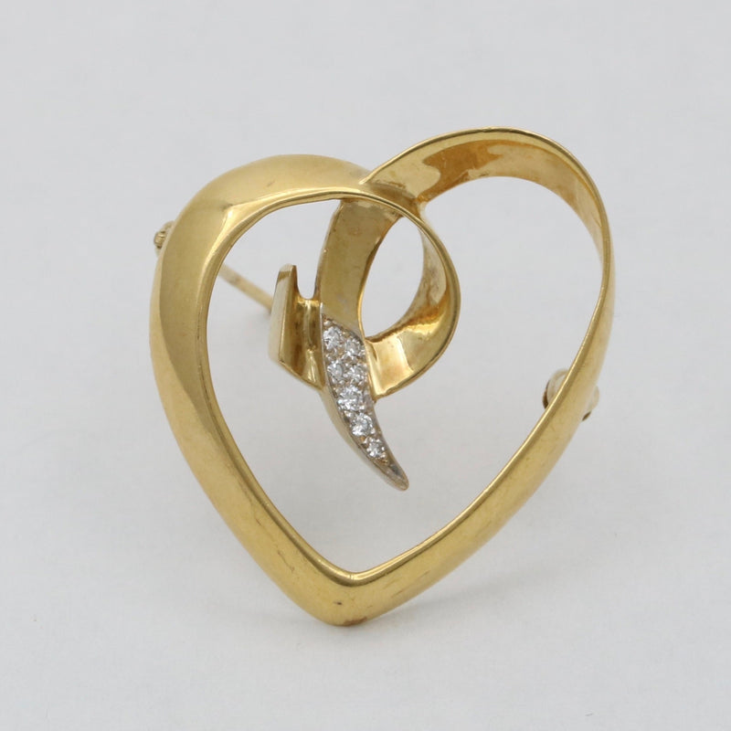Vintage Paloma Picasso Tiffany 18K Gold and Diamond Open Heart Pin