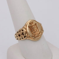 Vintage 14K Gold Shield and Phoenix Signet Ring