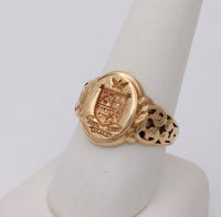 Vintage 14K Gold Shield and Phoenix Signet Ring