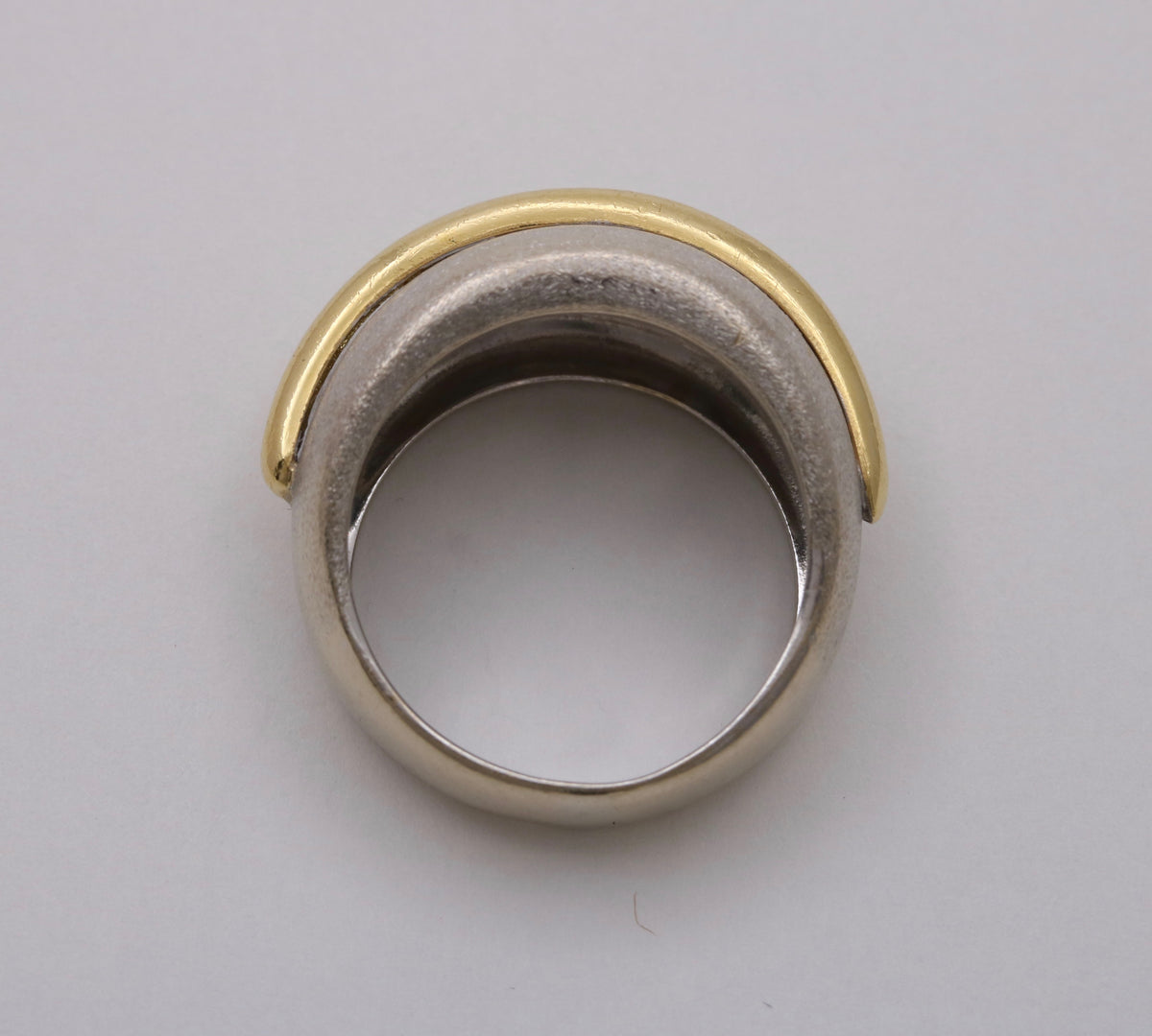 Vintage Modernist 18K Bicolor Gold Dome Ring