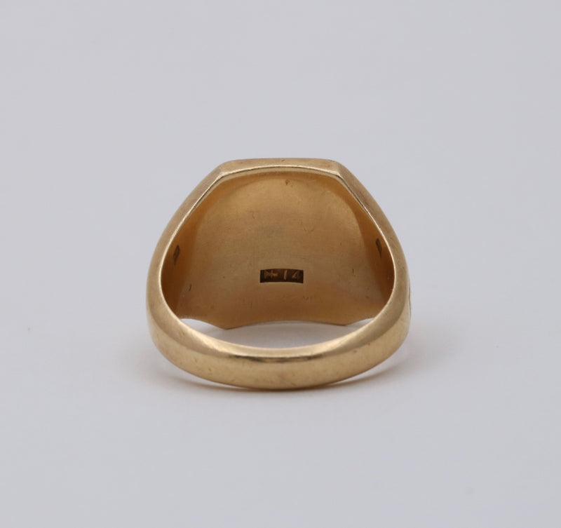 Vintage 14K Gold Greek Key and Monogram Signet Ring