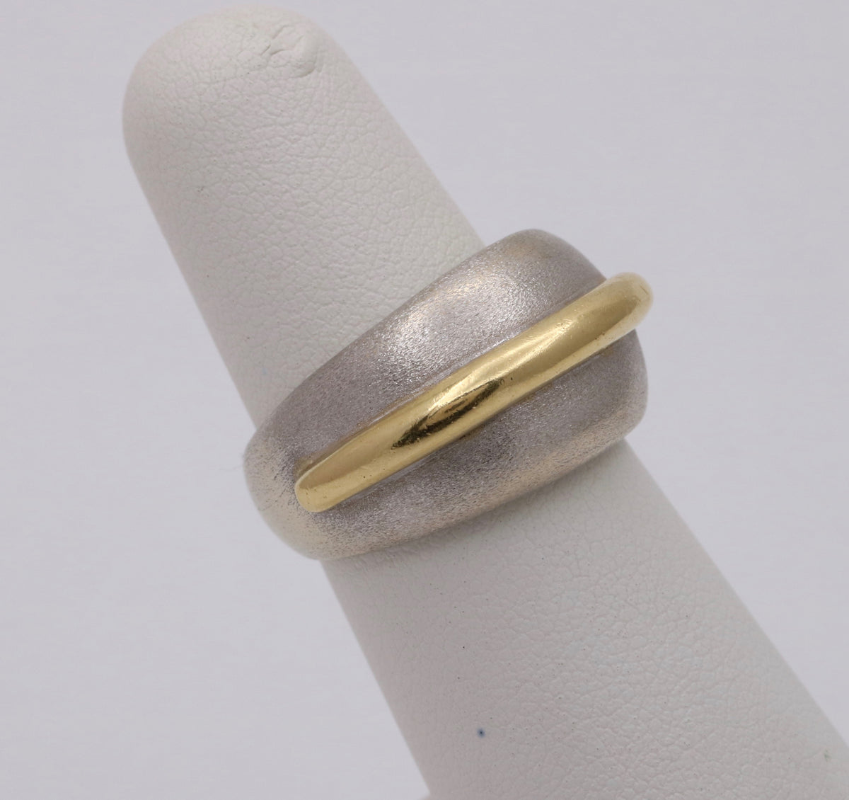 Vintage Modernist 18K Bicolor Gold Dome Ring