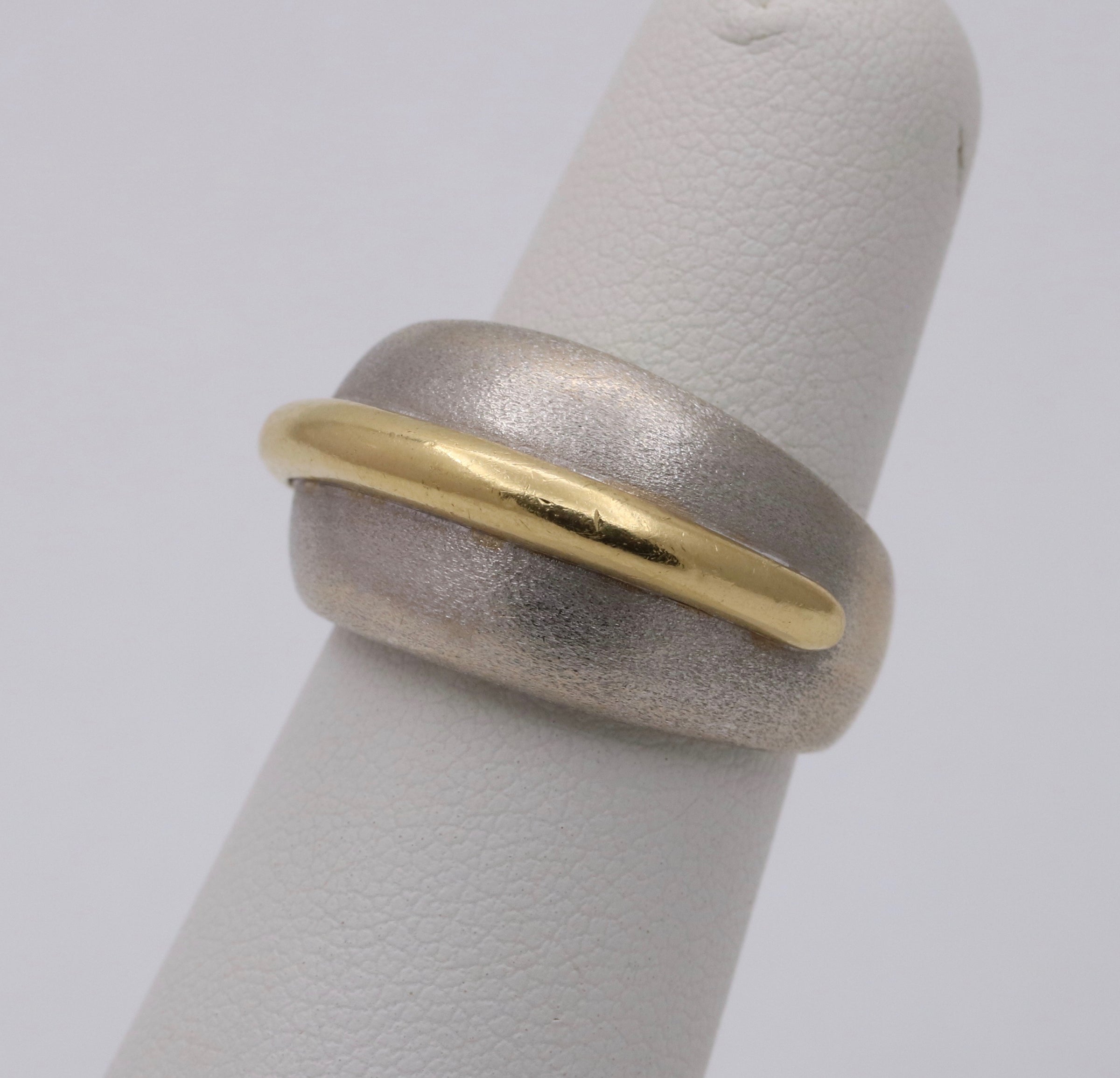 Gold 18K Jewelry – Omega Vintage & Ring Bicolor Alpha Modernist Dome