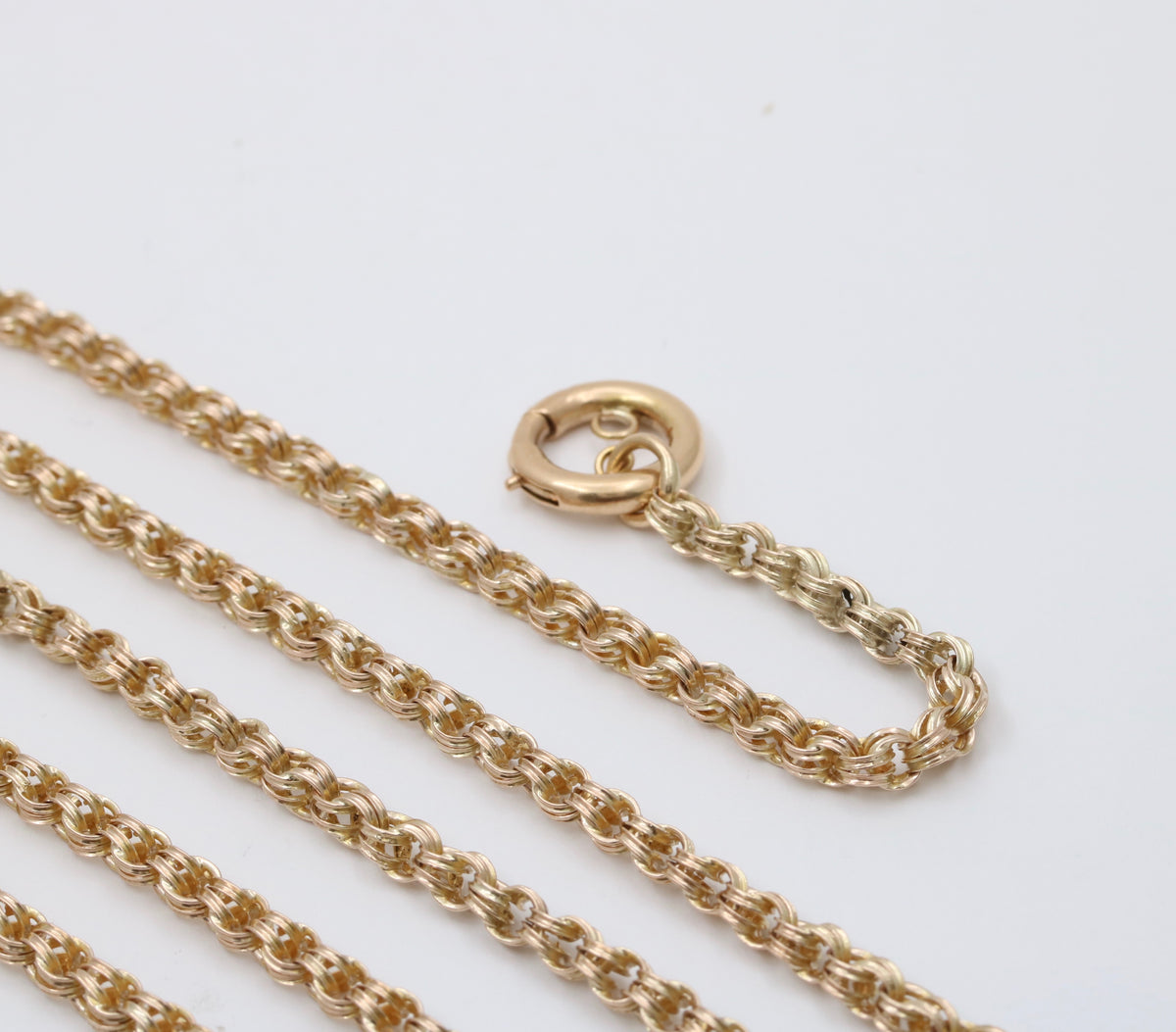 Victorian 14K Gold Open Link Chain, 31” Long Necklace