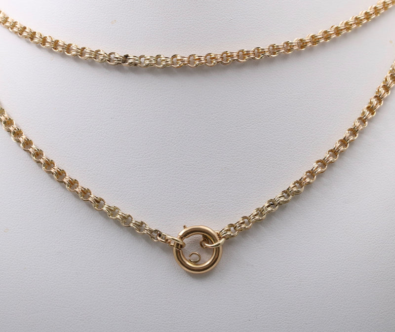 Victorian 14K Gold Open Link Chain, 31” Long Necklace
