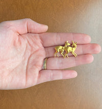 Vintage Italian 18K Gold Pair of Deer Brooch, Pin