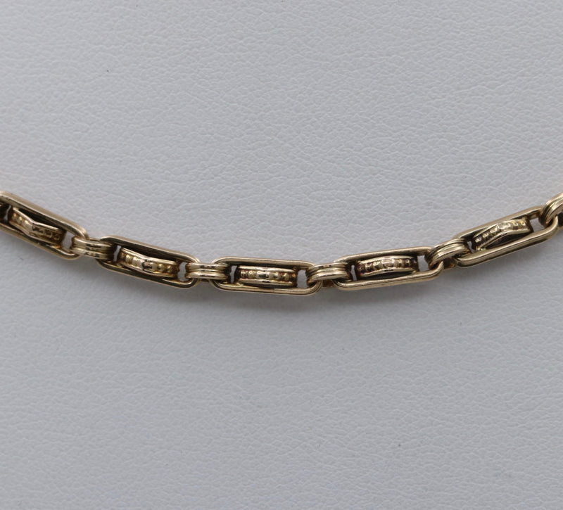 Victorian Diamond Shaped Link 10K Gold Chain, 17.5” Long