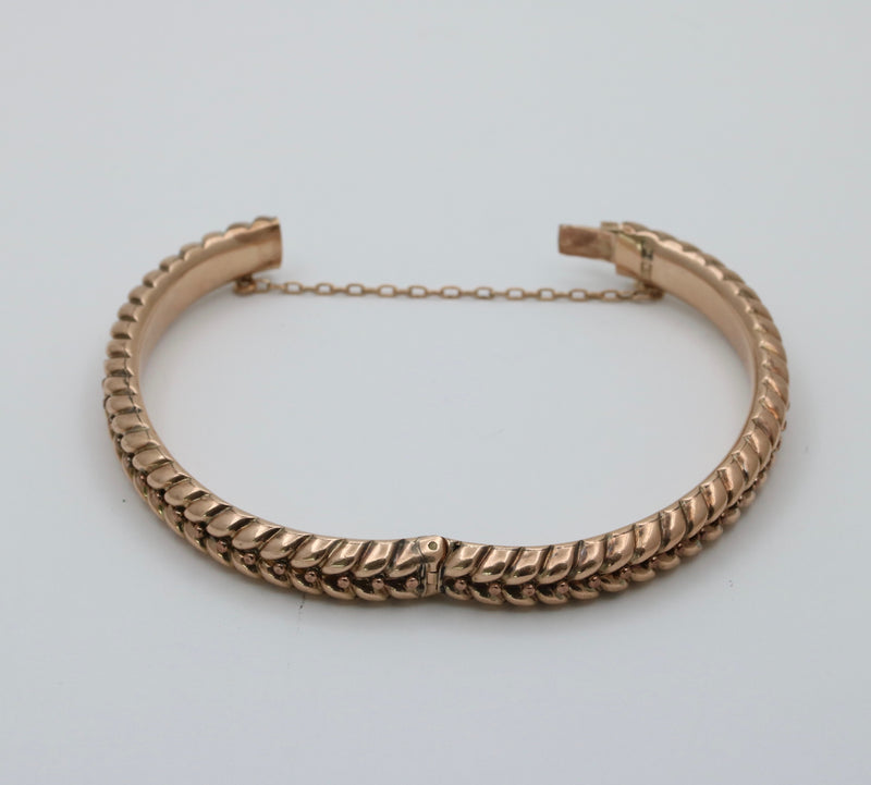 Vintage 9K Gold Plaited Pattern Bangle Bracelet