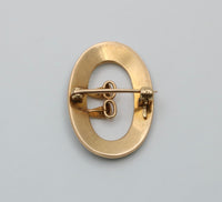 Victorian Enamel and Pearl 14K Gold Buckle Pin