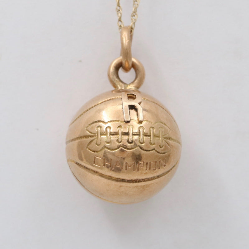Art Deco 14K Gold Basketball Charm