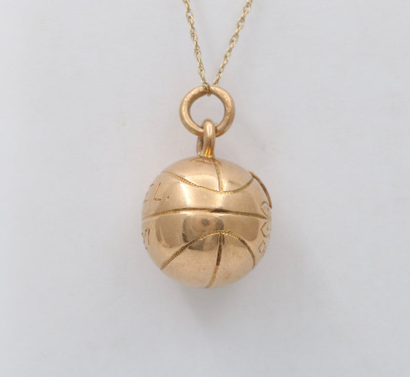 Art Deco 14K Gold Basketball Charm