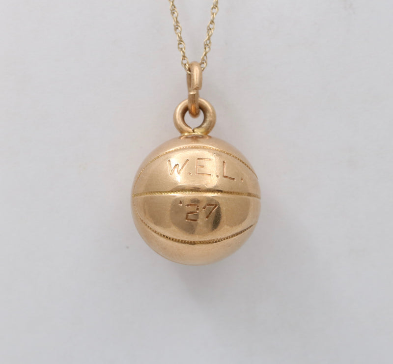 Art Deco 14K Gold Basketball Charm