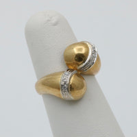 Vintage 18K Gold and Diamond Bypass Ring