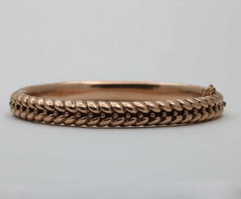 Vintage 9K Gold Plaited Pattern Bangle Bracelet
