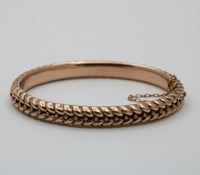 Vintage 9K Gold Plaited Pattern Bangle Bracelet