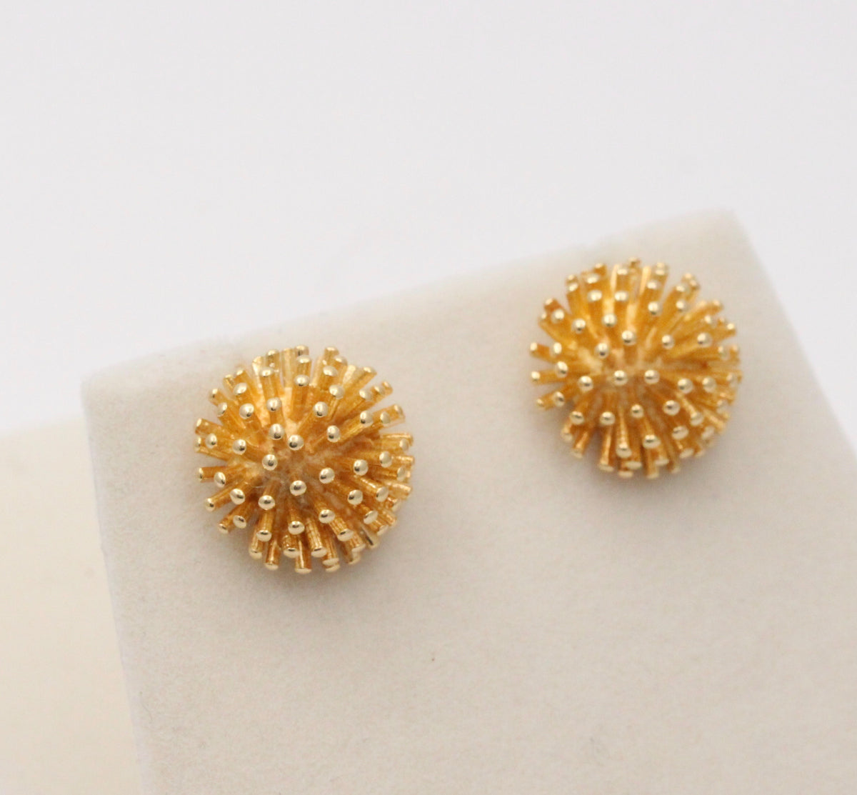 Vintage Krementz 14K Gold Spiky Sea Urchin Earrings