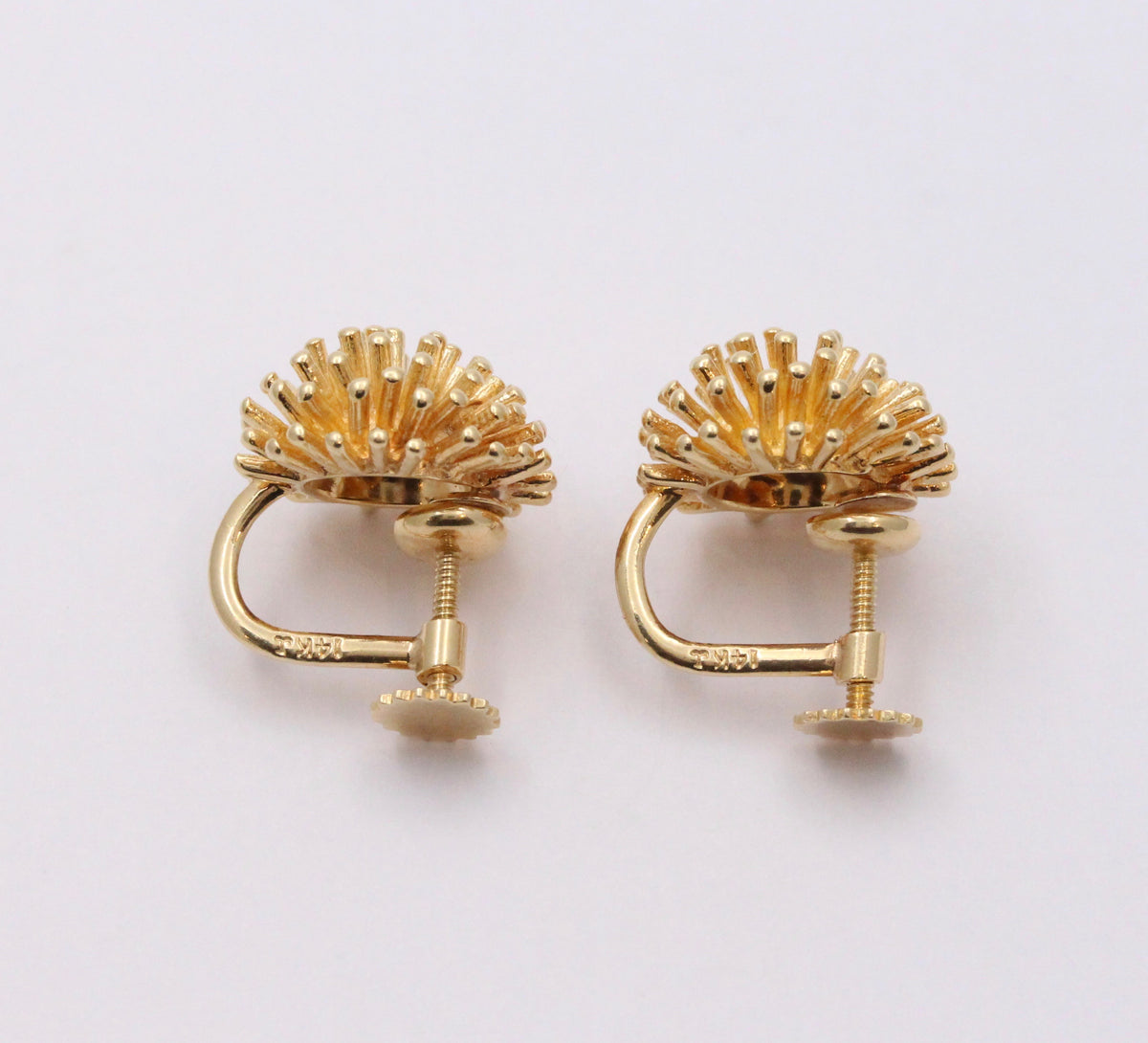 Vintage Krementz 14K Gold Spiky Sea Urchin Earrings
