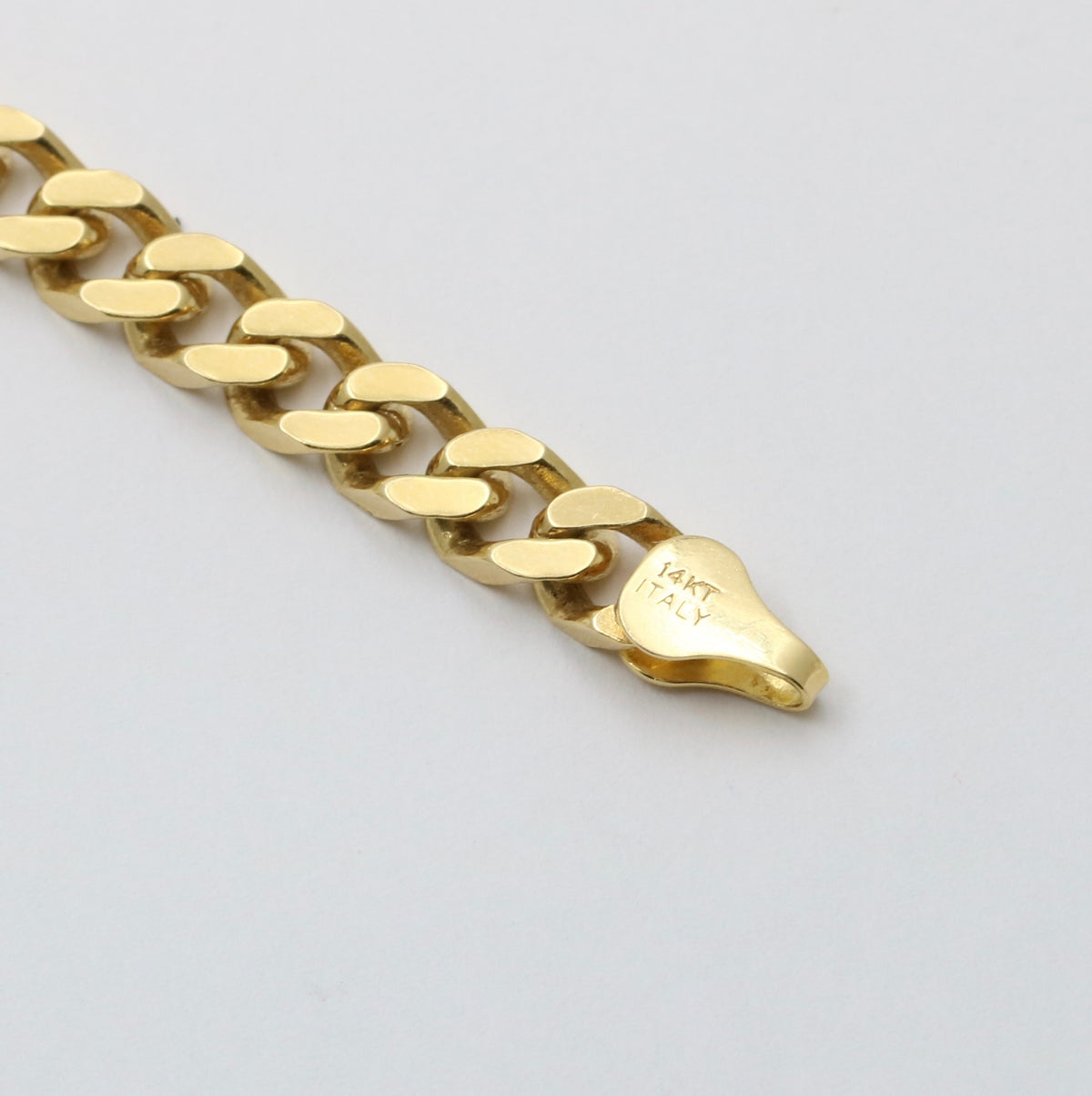 14K Gold Flat Curb Link Bracelet, 7” Long