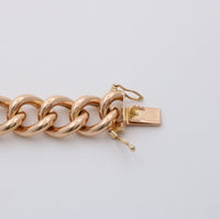 Large Vintage 18K Rose Gold Curb Link Bracelet, 7.5” Long